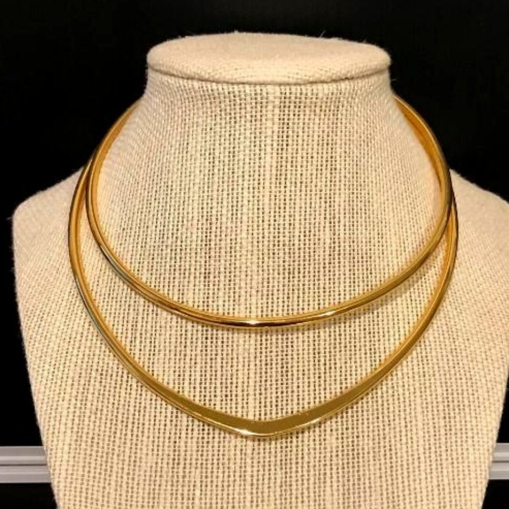 AV Gold-Tone Double Wire Layered Torque Necklace